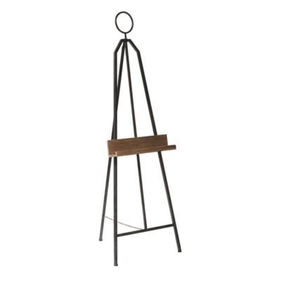 Image showing  Industrial Metal and Wood Floor Easel and Canvas Stand, 18 in. x 52 in.