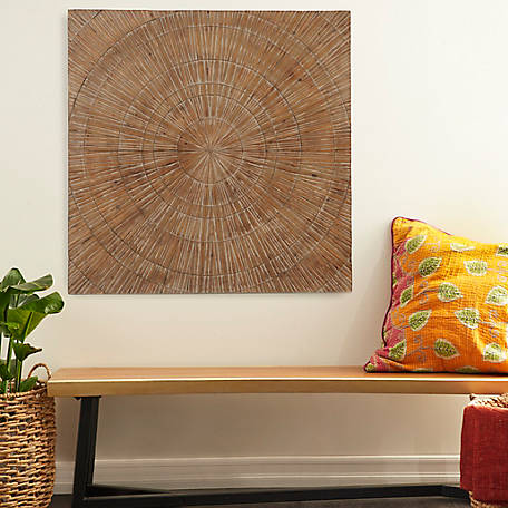 Harper Willow Large Square Wood Wall Decor With Radial Pattern 47 In X 93967 At Tractor Supply Co - Large Wood Wall Art Pictures