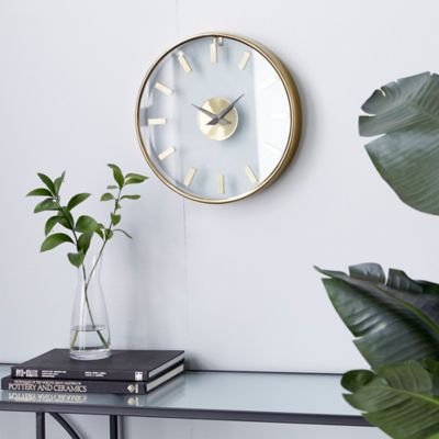 Harper & Willow Aluminum Wall Clock with Clear Face, 14 in., Gold
