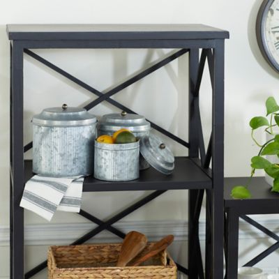 Image showing  5 in., 6 in. and 7 in. Galvanized Silver Metal Canister Set, 3 pc.