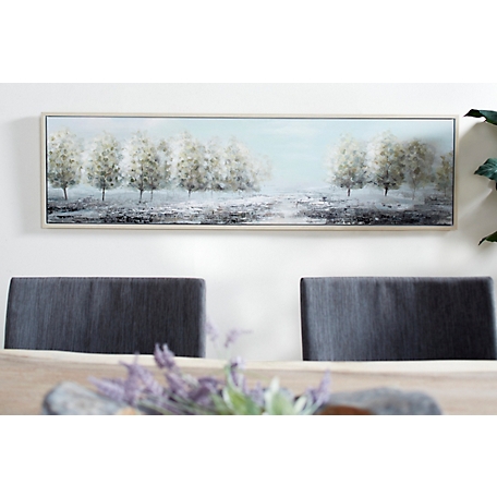 Harper & Willow Large Traditional Trees Landscape Painting in Rectangular Wood Frame, 71 in. x 20 in.