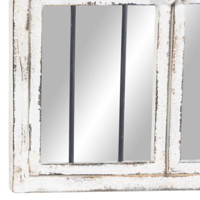 Image showing  Distressed White Wood Arched Window Wall Mirror, 25 in. x 42 in., 74397