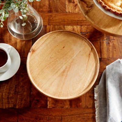 Image showing  Brown Mango Wood Cake Stand with Aluminum Accents Set of 3 10", 12", 14"W