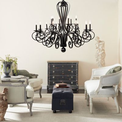 Harper & Willow Extra-Large Modern Metal Chandelier Pendant Light with Scrolled Arms, 48 in. x 43 in., Black