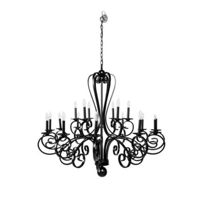 Image showing 6 th Harper & Willow 18-Light Extra-Large Modern Metal Chandelier Pendant Light with Scrolled Arms, 48 in. x 43 in., Black