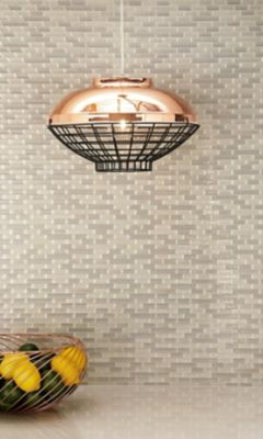 Harper & Willow Industrial Lighting Pendant with Grid Bowl Shade, 16 in. x 9 in., Metallic Copper