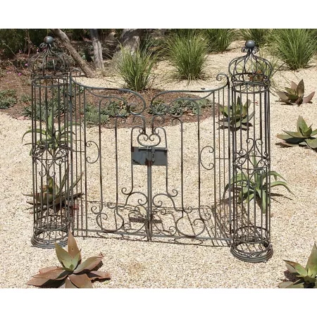 Harper & Willow Traditional Brown Metal Garden Gazebo 67" x 62" x 13" 63270 Gate Hardware