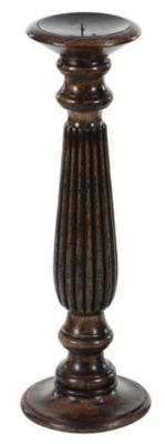 Image showing  Assorted Turned Column Wood Candlesticks, Brown, 3-Pack