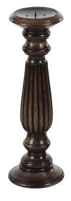 Image showing  Assorted Turned Column Wood Candlesticks, Brown, 3-Pack