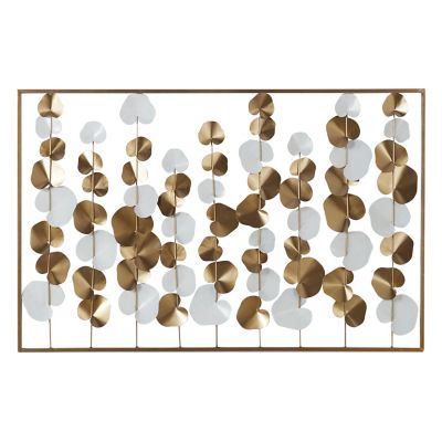 Image showing  Gold Metal Floral Wall Decor with White Accents, 40 in. x 26 in.
