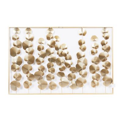 Image showing  Gold Metal Floral Wall Decor with White Accents, 40 in. x 26 in.