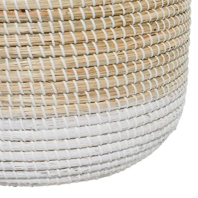 Image showing  Large Round White and Natural Woven Seagrass Basket Set, Assorted, 2 pc.