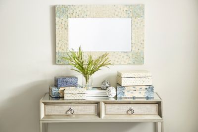 Image showing 1 th Harper & Willow Decorative Blue and Pearl Shell Boxes, 14 in., 12 in., 2 pc.