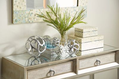 Image showing 3 th Harper & Willow Decorative Blue and Pearl Shell Boxes, 14 in., 12 in., 2 pc.