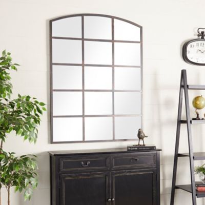 Harper & Willow Industrial Large Rectangular Black Metal Window Pane Wall Mirror, 36 in. x 48 in.