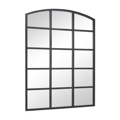 Image showing  Industrial Large Rectangular Black Metal Window Pane Wall Mirror, 36 in. x 48 in.