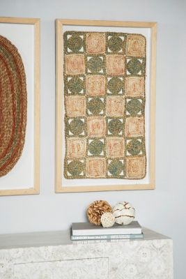 Harper & Willow Large Rectangular Shadow Box with Checkerboard Rope Abstract Wall Art, 18 in. x 30 in.