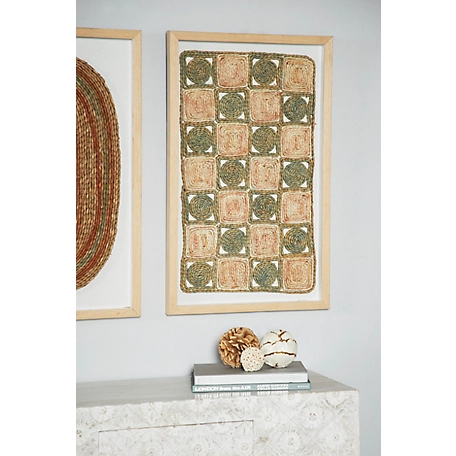 Harper & Willow Large Rectangular Shadow Box with Checkerboard Rope Abstract Wall Art, 18 in. x 30 in.