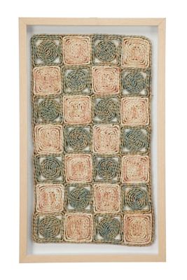 Image showing  Large Rectangular Shadow Box with Checkerboard Rope Abstract Wall Art, 18 in. x 30 in.