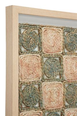 Image showing  Large Rectangular Shadow Box with Checkerboard Rope Abstract Wall Art, 18 in. x 30 in.