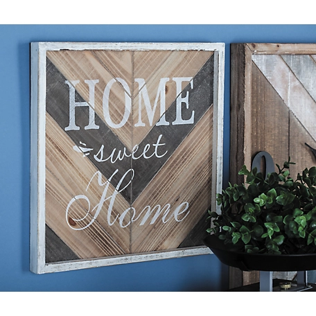 Harper & Willow Wood Home Sweet Home Signs Wall Decor, 14 in. x 14 in., 2 pc.