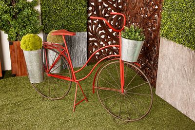 Harper & Willow 56 in. x 37 in. Vintage Red Bicycle Plant Stand