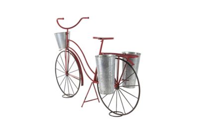 Image showing  56 in. x 37 in. Vintage Red Bicycle Plant Stand