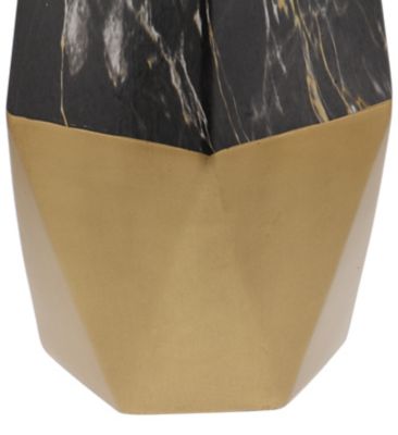Image showing  Contemporary Ceramic Vase with Geometric Silhouette, 7 in. x 18 in., Gold/Black Marble