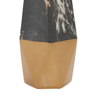 Image showing  Contemporary Ceramic Vase with Geometric Silhouette, 7 in. x 18 in., Gold/Black Marble