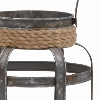 Image showing  Gray Metal Industrial with Rope 9 x 9 x 12in., 87965