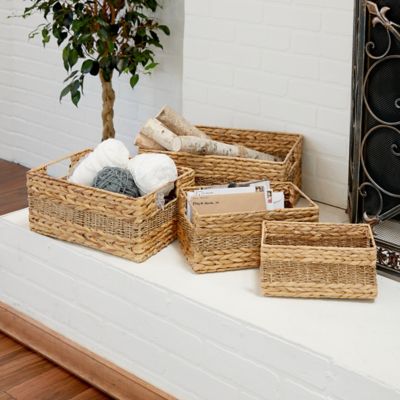 Harper & Willow Rectangular Braided Seagrass Storage Baskets with Handles, 16 in., 14 in., 12 in., 10 in., 4 pc.