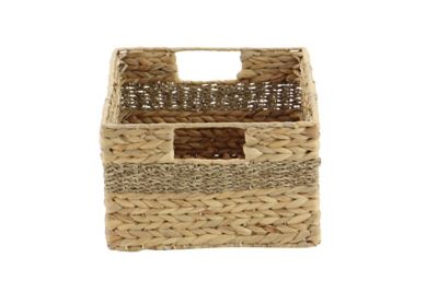 Image showing  Rectangular Braided Seagrass Storage Basket with Handles Set, Assorted, 4 pc.