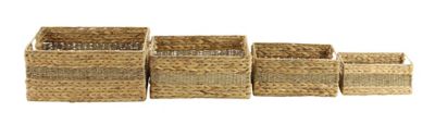 Image showing 6 th Harper & Willow Rectangular Braided Seagrass Storage Basket with Handles Set, Assorted, 4 pc.