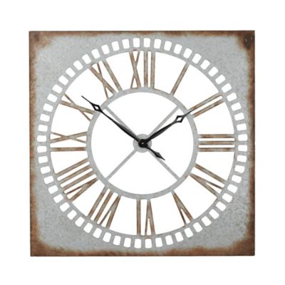 Image showing  Metal Wall Clock with Distressing, 36 in., Gray
