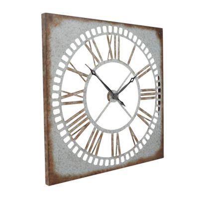 Image showing  Metal Wall Clock with Distressing, 36 in., Gray