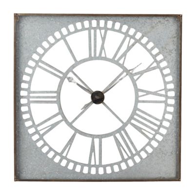 Image showing  Metal Wall Clock with Distressing, 36 in., Gray