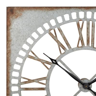 Image showing  Metal Wall Clock with Distressing, 36 in., Gray