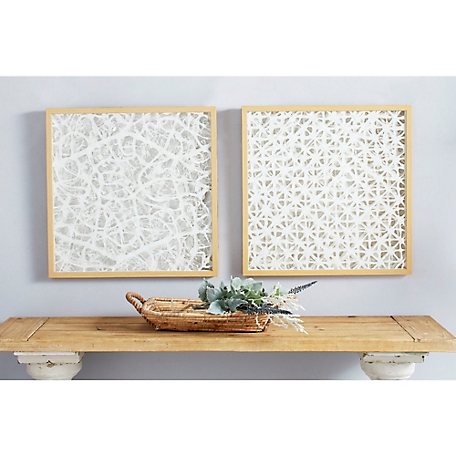 Harper & Willow Large Square Modern Abstract Art White Paper Shadow Box Wall Decor, 23.5 in. x 23.5 in., 67397