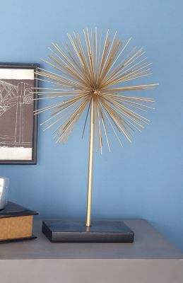 Harper & Willow Tall Contemporary 3-D Round Metal Starburst Sculptures, Gold/Black
