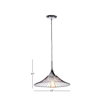 Image showing  Contemporary Lighting Pendant with Black Cage Shade, 17 in. x 11 in., Black