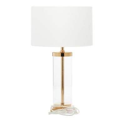 Image showing  Gold Metal Table Lamp with Clear Glass Body 14" x 14" x 24"