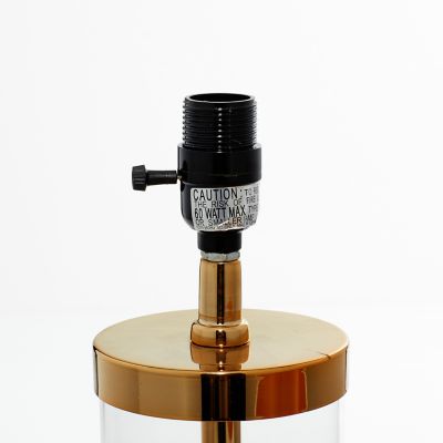 Image showing  Gold Metal Table Lamp with Clear Glass Body 14" x 14" x 24"