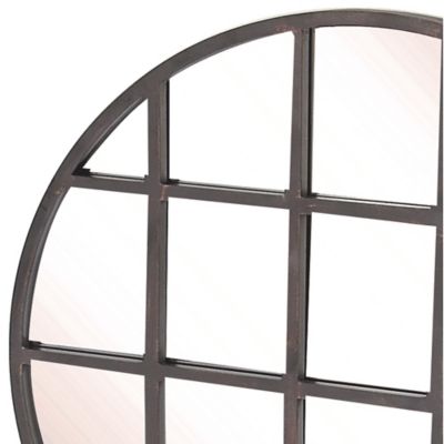 Image showing  Large Industrial Round Wall Mirror with Metal Grid Overlay, 36 in. x 36 in.
