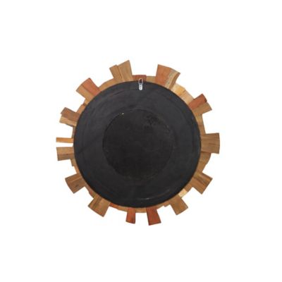 Image showing  Large Eclectic Multicolor Reclaimed Wood Round Framed Wall Mirror, 35.5 in. x 1.5 in. W