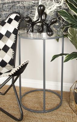 Harper & Willow 16 x 29 in. Contemporary Round Gray Metal Tray Table