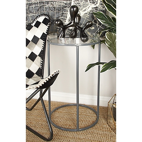 Harper & Willow 16 x 29 in. Contemporary Round Gray Metal Tray Table