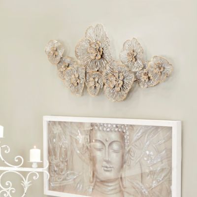 Harper & Willow Gray Metal Floral Wall Decor, 45 in. x 4 in. x 20 in.