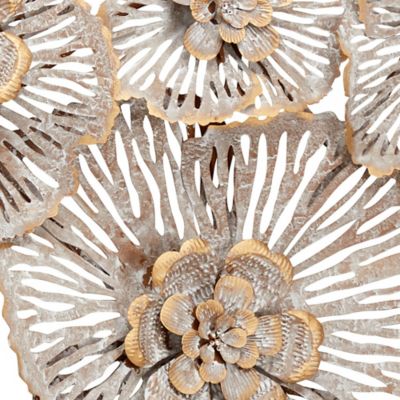 Image showing  Gray Metal Floral Wall Decor, 45 in. x 4 in. x 20 in.