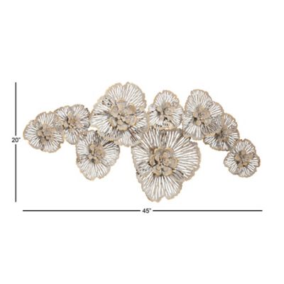 Image showing  Gray Metal Floral Wall Decor, 45 in. x 4 in. x 20 in.