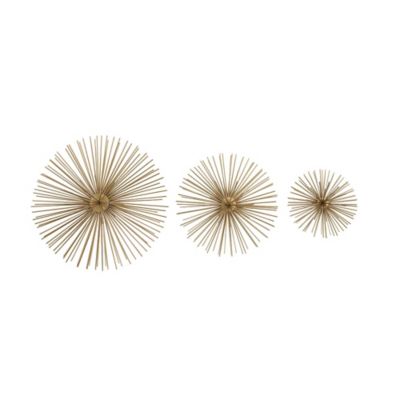 Image showing  Metallic Gold Starburst Orbs Metal Wall Decor, 12 in., 9 in., 6 in., 3 pc.